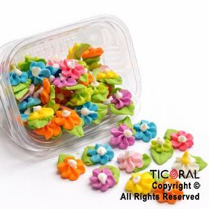 FLORES DURAZNO CON HOJAS x 50